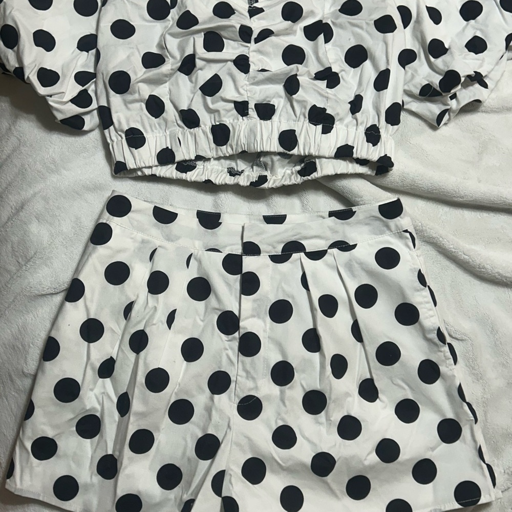 Polka Dot Crop Top and Shorts Set